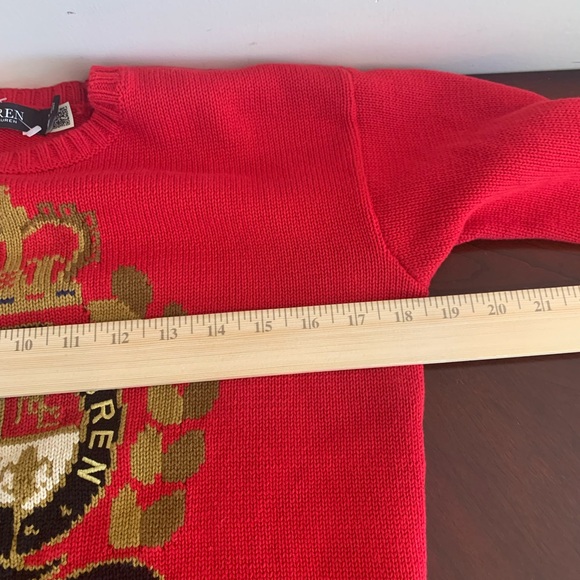 NWOT Ralph Lauren Red and Gold Crest 100% Cotton Sweater - Picture 10 of 12